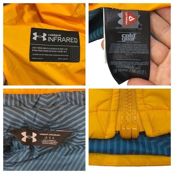 Under Armour Storm1 Yellow Orange Packable, ColdGear Infrared Micro Jacket sz L - Picture 6 of 12